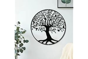 DUOOLN Tree of Life Wall Art - Large Metal Tree Life Wall Decor, Family Tree Wall Plaque, Tree of Life Wall Hanging for Bathroom Kitchen Living Room Bedroom Indoor Outdoor（black-12.5in）