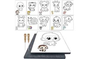 AuFiiy Prickeln Prickelset für Kinder – 10 Tier-Motive, 2x 9mm Prickelunterlagen (15x20cm), 2 Prickelnadeln, Kreatives Basteln ab 4 Jahren