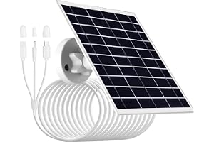 9W/5V solpanel för säkerhetskamera med 10 fot, 3-i-1 laddningskabel (mikro-USB, Typ-C och DC3,5 x 1,35 kontakter), IP66 vattentät, kompatibel med lågeffektbatterikameror på marknaden
