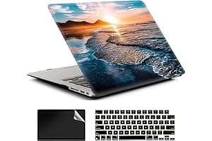 AMCJJ Etui kompatybilne z MacBook Air 33.0 cm 2017, 2016, 2015, 2014, 2013, 2012, 2011, 2010, A1466/A1369, twarda obudowa z tworzywa sztucznego, osłona klawiatury i osłona ekranu – zachód słońca na