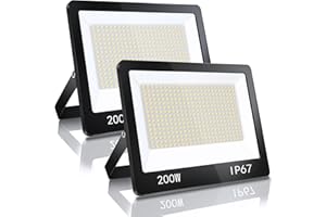 YIQIBRO Projecteur LED Exterieur 200W 2 Pièce, IP67 Imperméable Spot LED Extérieur Avec Transformateur LED, 20000LM 7000K Blanc Froid Eclairage de Sécurité LED Pour Terrasse Jardin Garage Usine Stade