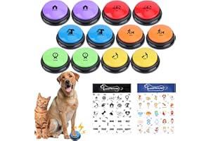 REAQUE Dog Buttons,10 Stück Buzzer mit Aufnahmefunktion für Hunde, inkl. 2 Stickerbögen, Interaktive Haustier Trainingsknöpfe, Buzzer Hund Lernspielzeug