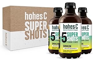‎HOHES C Hohes C Super Shots Immun (3 x 330ml) – Starke Abwehrkräfte mit Orange, Mango, Ingwer, Kurkuma-Extrakt – vegan, ohne Zuckerzusatz & Konservierungsstoffe