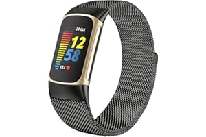 ‎SURUNDO surundo Kompatibel mit Fitbit Charge 6/Fitbit Charge 5 Armband für Damen Herren, Magnetverschluss Maschen Schleife Verstellbares Metall Bänder für Fitbit Charge 6/Fitbit Charge 5