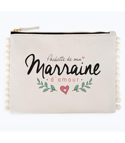Cadeau Marraine Baptême – Trousse + Porte-Clés « La Vie Est Plus Belle Avec Une Marraine Comme Toi »