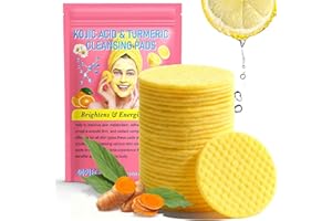 HOUSN 40 Lingettes Nettoyantes au Curcuma et Acide Kojique,Tampons Exfoliants et Éclaircissants pour le Visage,Démaquillage Doux et Nettoyage Profond des Pores,Soins Quotidiens de la Peau