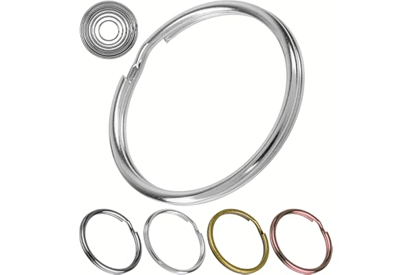Nyckelringssats, Ø 30 mm, 48 delar, tillverkad av härdat stål, i svart, metallringar nyckelringar, nyckelorganisation bilnycklar, ytterdörrnycklar, delade ringar O Ring DIY Kit