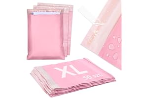 AllBags 50 plastikowych torebek wysyłkowych, koperty wysyłkowe, torebki pocztowe do pakowania, samoprzylepne i nieprzezroczyste torebki wysyłkowe z tworzywa sztucznego (XL 500 x 600 mm, czerwone)