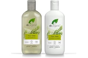 DR. ORGANIC Dr Organic Tea Tree Shampoo & Conditioner Set with Travel Bag, Purifying, Oily Roots Natural, Vegan, Cruelty-Free, Paraben & SLS-Free, Recyclable & Recycled Ocean Bound Plastic, Organic, 265ml