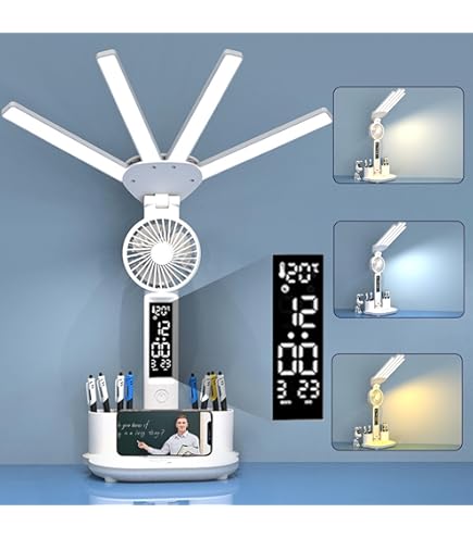 Eglo LED Lampe De Table Coluccia, Lampe De Chevet Avec Reveil Et Thermometre Intensite Lumineuse Variable Par Touches Lampe De Bureau En Plastique Noir Blanc Neutre