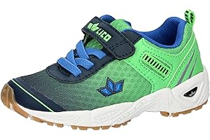 Lico Chaussures de Sport Barney VS pour garçon en Textile et Cuir synthétique en Bleu et Vert Fluo.