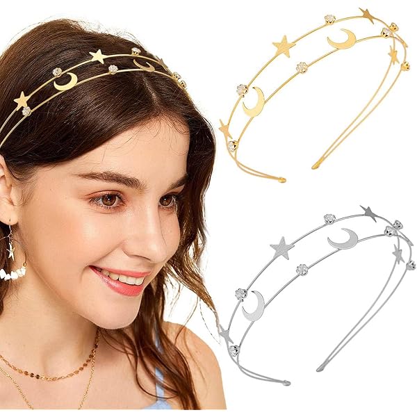 CanB Boho Mond Kopfkette – Vintage Haarreif Mit Charm-Anhänger Für Festival & Alltag