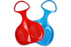 NAILPRETTY Set Di 2 Slittini Da Neve Per Bambini, Slitta Da Bob Invernale All'Aperto, Slitta Neve Con Impugnatura, Per Scivolare Sulla, Anche Adulti, Blu E Rosso