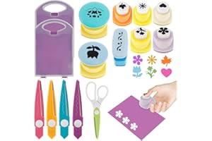 GUIJZSLTRG Kids DIY Puncher Craft Set Creative Craft Scissors Punch Set Portable Crafts Shape Cutters Diy Crafts Embossing Tool for Paper Crafting, Scrapbooking, Cards Decoration, Color and Style are Random