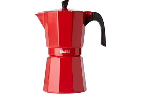 Ibili - Cafetière à Expresso Bahia Rouge, 9 Tasses, 450 ml, Aluminium