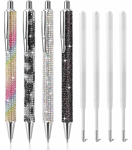 Penne A Sfera Glitterate - 6 Pezzi, Inchiostro Nero 1.0 Mm, Metallo, Design A Goccia D'Acqua - Foto 2