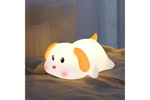 iLAFFUS Night Light for Kids, Squishy Cute Dog Lamp Dimmable Childrens Night Light Baby with Timer, Rechargeable Night Lamp Bedroom Smart LED Bedside Lamps Toddler Night Lights Newborn
