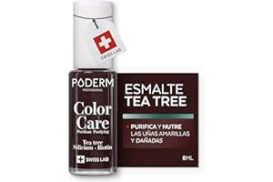 PODERM - ESMALTE DE UÑAS TEA TREE PARA HONGOS DE UÑAS - COLOR ROJO NEGRO - TRATAR LAS UÑAS AMARILLAS/DAÑADAS - Previene y trata HONGOS - CUIDADO 2 IN 1 - FÓRMULA ÚNICA - SWISS MADE