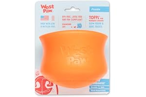 WEST PAW Zogoflex Toppl interaktywna zabawka dla psa do dozowania smakołyków, 100% gwarantowana wytrzymałość, unosi się w wodzie, wyprodukowano w USA, bardzo duża, mandarynka