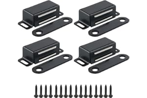 Mooche 4er Magnetische Türschnäpper, 4.5cm 304 Edelstahl Verschluss mit Geboht für Küchenschrank, Schrank, Schrank, Tür, Schwarz