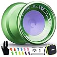 SHUNGRU Yoyo V11 Green, Unresponsive Yoyo for Adults & Responsive Yoyo for Kids, Practise Basic Finger Spin Trick, 12 Yoyo Strings + Yoyo Glove + Case Bag + Responsive Bearing Kit
