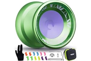 SHUNGRU Yoyo V11 Green, Unresponsive Yoyo for Adults & Responsive Yo yo for Kids, Practise Basic Finger Spin Trick, 12 YoYo Strings + Glove + Case Bag + Responsive Bearing Kit