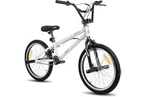 HH HILAND HILAND BMX Freestyle 20 Pollici con 4 Pegs per Ruote e Sistema Sterzo Rotore 360°, per Ragazzi, Ragazze e Adolescenti dai 7 Anni in Su, Nero/Verde/Rosso/Bianco