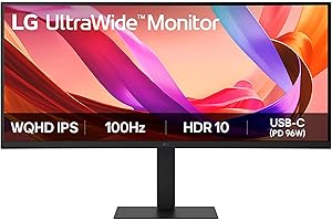 LG UltraWide Monitor 34U650A-B, Curved UWQHD 1440p IPS, 34 inch, 100Hz, 5ms GtG, HDR10, Speakers, HDMI, DP, USB-C (96W PD), Black