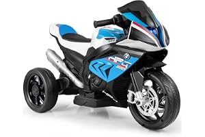 GOPLUS 6 V BMW elmotorcykel för barn, musik och strålkastare 3–8 år, 3 km/h 3 hjul fotpedal, trehjuling 30 kg