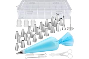 TULAMORIY Beccucci Sac a Poche Professionali 34 Pcs, sac a Poche in Silicone Riutilizzabile Lavabile, Saccapoche per Dolci Professionale, Kit per Torte, per Decorare Torte, Dolci, Cupcake e Pasticceria