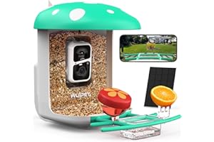 WUIPET Bird Feeder with Camera with AI Identify Bird Species Solar Panel, Smart Bird Feeder Cam, Close-up Shots, Instant Arrival Alerts, Capture Bird Video, for Bird Lover, Green