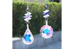 SEASBOES 2 Pezzi Gocce di Vetro Cristallo, Cristalli Pendenti, Acchiappasole, Catena Cristalli da Appendere per Lampadario Vaso Giardino Festa Natale Nozze