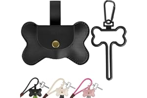 Duuclume Hundekotbeutelspender aus Leder zur Befestigung der Leine, freihändige Kotbeutelhalter mit Karabiner-Clip, Kaninchen-Müllbeutelträger für Spaziergänge, Laufen, Fahrradzubehör, Schwarz, 2
