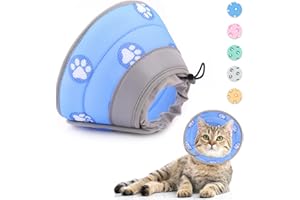 Supet Collare regolabile per gatto, collare morbido Cone dopo operazione e lesioni per cuccioli, cani di piccola taglia e gatti (blu, L)