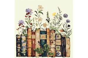 askkqtx Vintage Book Paint by Numbers Kit for Adults, Easy DIY Oil Flowers Adult Paint by Numbers for Beginners, Painting by Numbers for Adults on Canvas Gift Home Decor 12x12 Inch