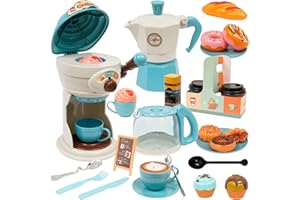 SIAIRO Teeservice Kinder 32pcs Kinder Tee Set Rollenspiel Spielzeug mit Kaffeemaschine,EIS-Maschiene,Kindergeschirr und Nachtisch Rollenspiele Spielzeug Geschenke für Jungen Mädchen Ab 3 4 5 6 Jahren