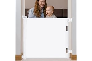 EYELEAF Barriere de Securite Enfant 140x86CM Barriere de Securite Retractable Barriere de Securite avec système de Blocage de Fermeture/Ouverture Barriere Chien pour Escaliers, Intérieurs et Extérieurs