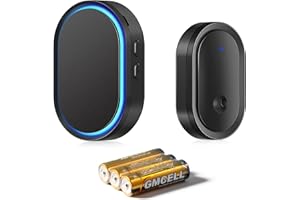 Brencco Wireless Doorbell Outdoor Waterproof, 300M Battery Operated Door Bells Wireless Cordless, IP55 Waterproof Outdoor Electronic Ring Chime with Receivers, 60 Melodies at 5 Volume Levels, Black