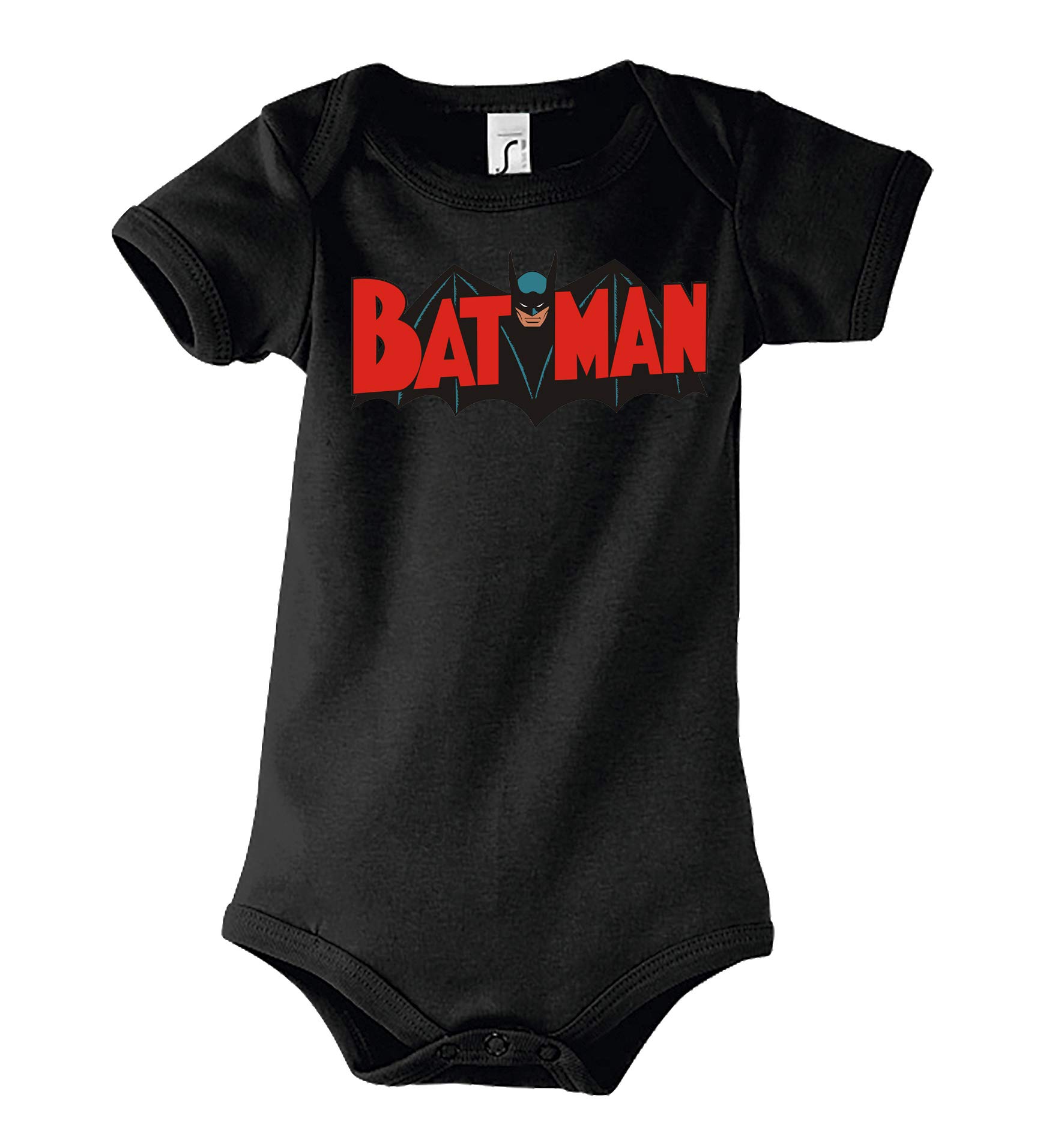TRVPPY-Baby-Kurzarm-Body-Strampler-Modell-Batman-Old-1-Gr-6-12-Monate-Schwarz