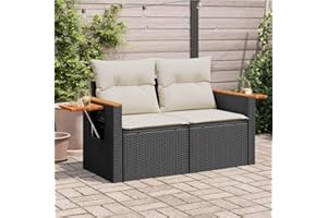 Festnight Gartensofa mit Stauraum Rattan Sofa 2 Sitzer Lounge Sofa Outdoor Kleines Balkon Sofa Balkonmöbel Rattansofa Gartenlounge Polyrattan Gartenmöbel Set Balkon Lounge Klappbare Beistelltisch