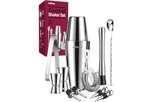 INNÔPLUS Cocktail Shaker, Cocktail Set Geschenk, Premium Boston Shaker 800ML600ML Geschenkset, Cocktailshaker Bar Zubehör Set, Cocktail Shaker Edelstahl, Shaker für Cocktails Mixer löffel 12 Teiliges Barkeeper
