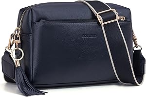 Roulens Damen Handy Umhängetasche,Veganem Leder Crossbody Schultertasche,Breiter Riemen Abendtasche mit drei Reißverschlussfächern Handtaschemit mit Kartenschlitz Verstellbar Abnehmbar Schultergurt