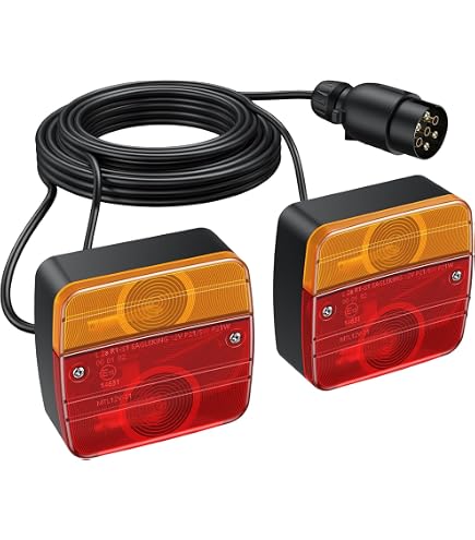 Luci Per Caravan E Carrelli Kit Luci Posteriori LED Magnetiche Per Rimorchio 12V, 2 Fanali E11, Cavo 7.5m Con Spina 7 Poli, Per Caravan E Trattori Illuminazione Per Carrelli E Veicoli Agricoli