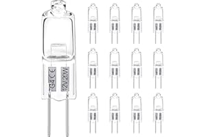LedWekei Bombillas halógenas G4, bombilla de 12 V, 20 W, bombilla de cápsula transparente de 2 pines, bombillas de luz blanca cálida regulables de 2700 K (paquete de 12)