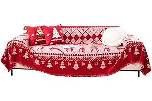 LIFEDX Telo Copridivano Natale Telo Copritutto Natalizi,Telo Copriletto Cotone Natalizia Telo Arredo Copridivano,Multiuso Salvadivano Coperta Divano del Soggiorno Foulard o Copriletto-K||180x300CM