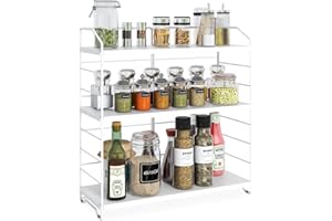 AIRUJIA Supporto Porta Spezie da Appoggio a 3 Livelli, Porta Spezie per Cucina, Salvaspazio Scaffale Porta Spezie per Bottiglie, Stoccaggio Del Bagno, Scaffale Organizzatore di Cosmetici Bianco