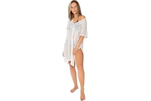 Gräfenstayn Sukienka plażowa damska dziergana – Oeko-Tex Standard – idealna jako ponczo plażowe lub okrycie do bikini lub kostiumu kąpielowego – tunika plażowa S-XL