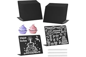 FAOKZE Juego de 25 minipizarras de tiza con 3 rotuladores de tiza para limpiar, pizarras pequeñas para escribir, minipizarras para buffet, bodas, fiestas, marcas de precios, nombres de tarjetas de