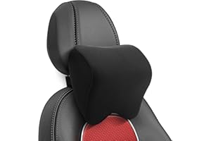Mumjooyi Auto Nackenkissen Auto Kopfstütze Kissen Weichheit Autokopfstützenkissen mit verstellbarem Riemen Atmungsaktiver Abnehmbarer Abdeckung Neck Pillow Schwarze (A)