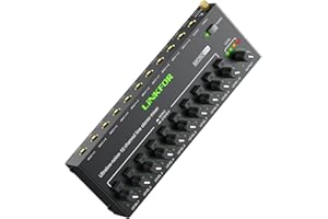 LiNKFOR 10-Channel 6.35mm Audio Mixer with Independent Volume Control, Ultra-Low Noise, Type-C Power Interface, Certified Power Supply and Output Volume Indicator for Home Studio, Stage, Bar